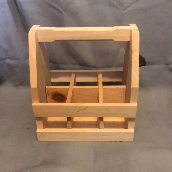 Sturdy solid wood drink carrier. 6 cans or six bottles. Includes bottle opener. - Picture 1 of 5